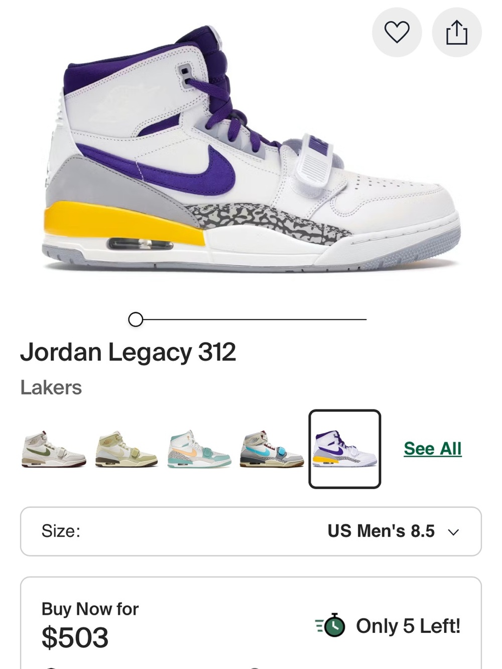 Jordan Legacy 312 High-Top Sneakers in White, Purple & Yellow